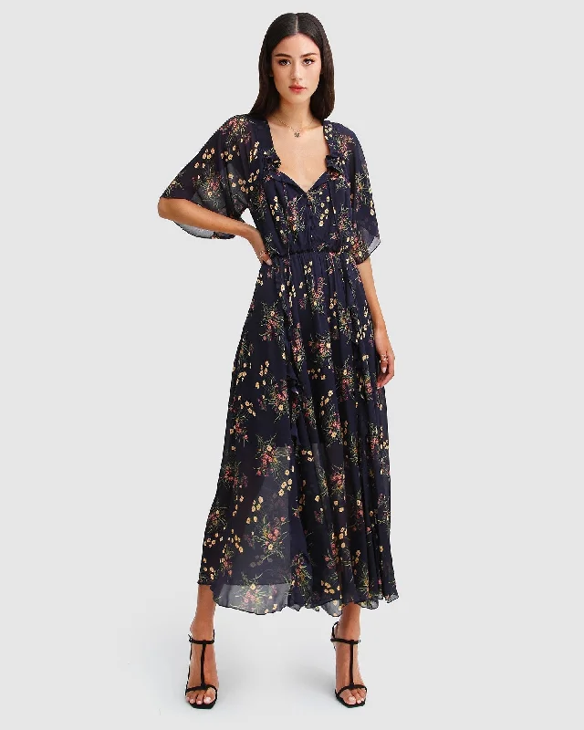 oversized dressAmour Amour Ruffled Midi Dress - Navy