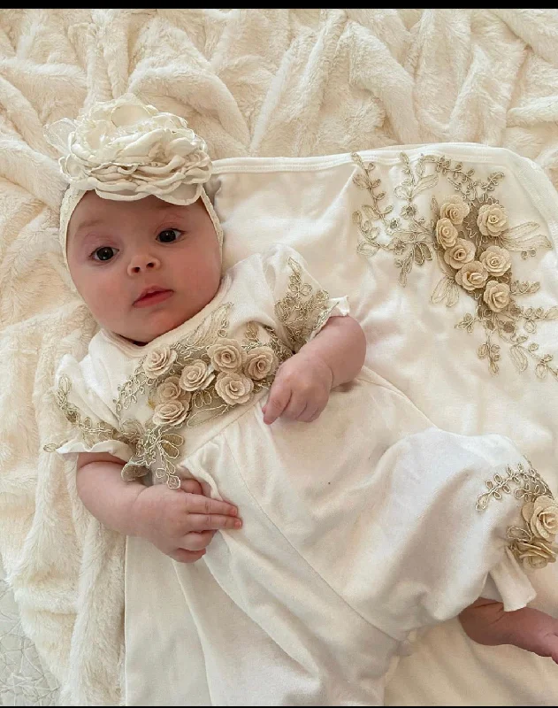 Massive Deals wool dressIvory Gold Romper and Headband