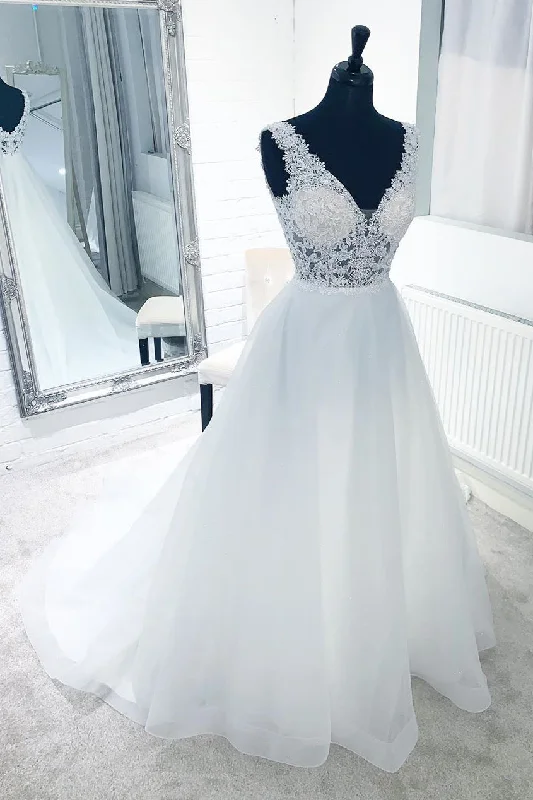 While Supplies Last lace-up dressSee-Through Lace Top White Wedding Dress