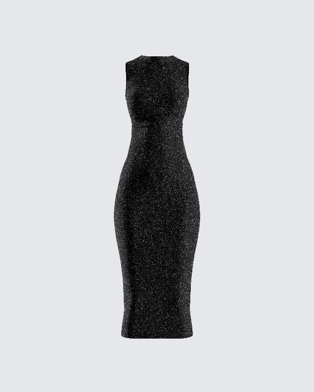 Great Bargains satin dressUmbra Black Shimmer Midi Dress