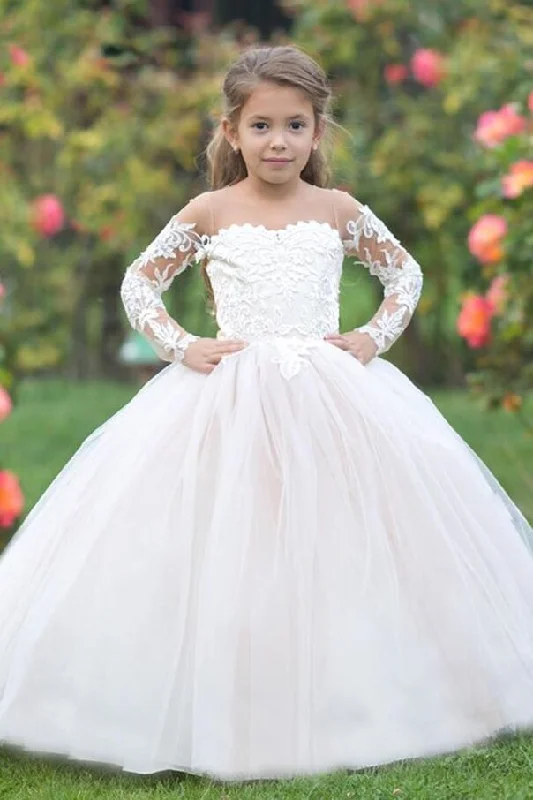 Markdown Madness ashionable dressPrincess Long Sleeves White Long Flower Girl Dress