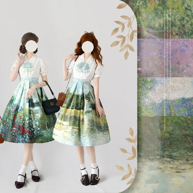 vintage-inspired dressForest Wardrobe~Daily Lolita Retro Classic Monet Oil Painting SK