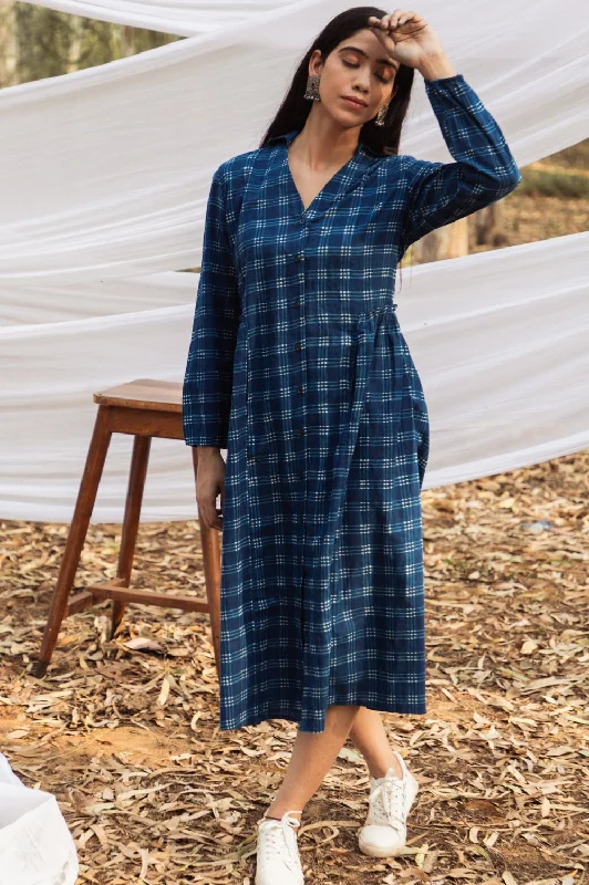 Midnight Sale Indigo Side Gathered Overlay Dress