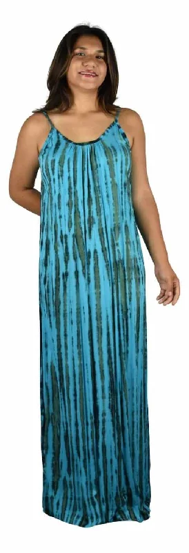 Huge Discounts Bali Dress Long - Tie Dye - Blue