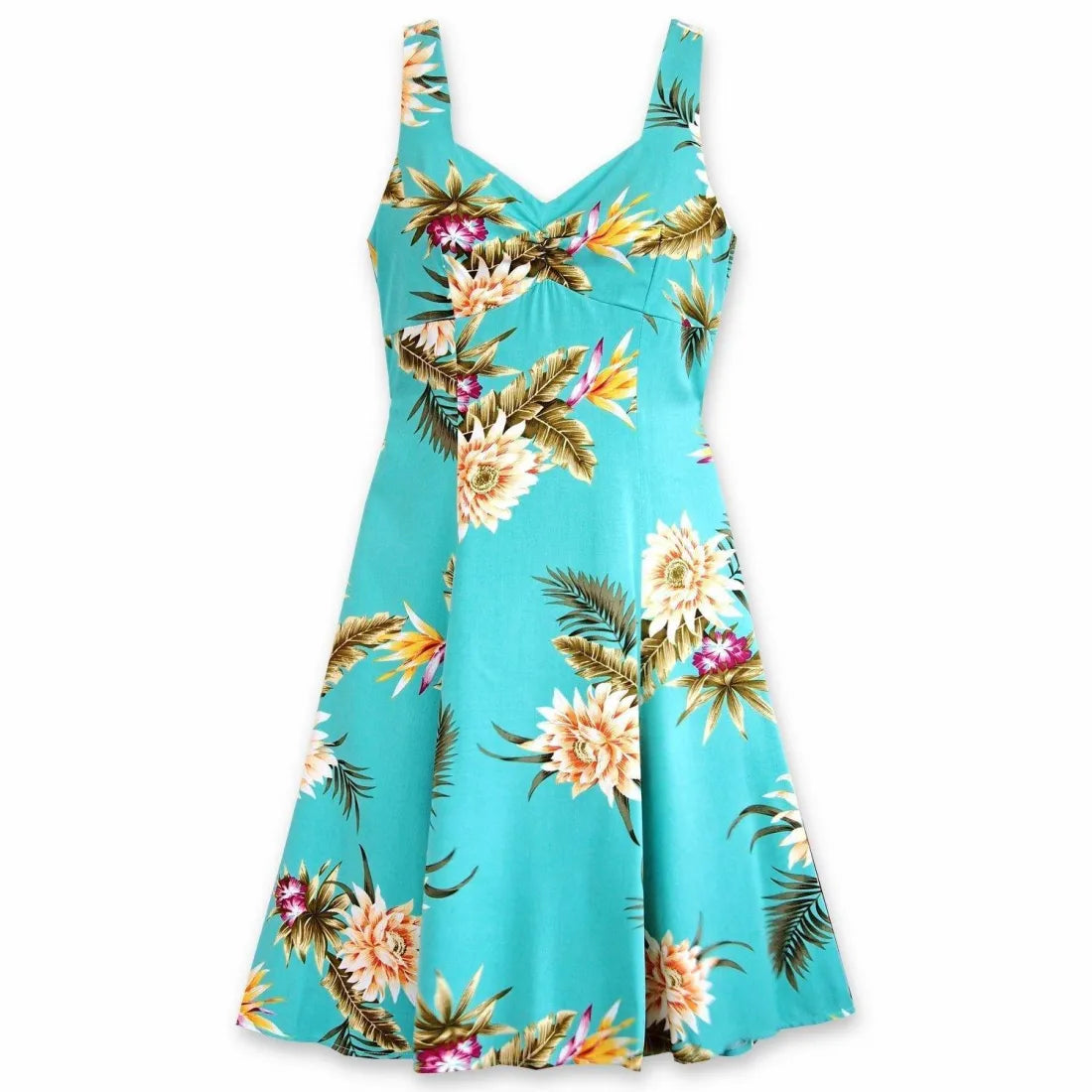 Limited Time Discount Mountain Green Molokini Hawaiian Dress