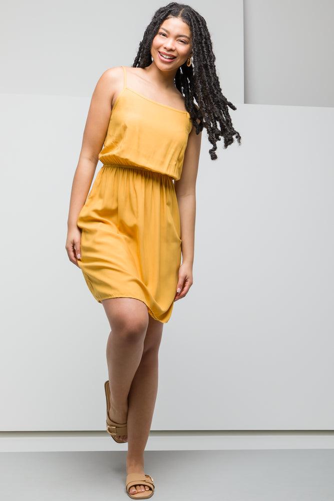 romantic dressStrappy Elasticated Waist Dress Yellow