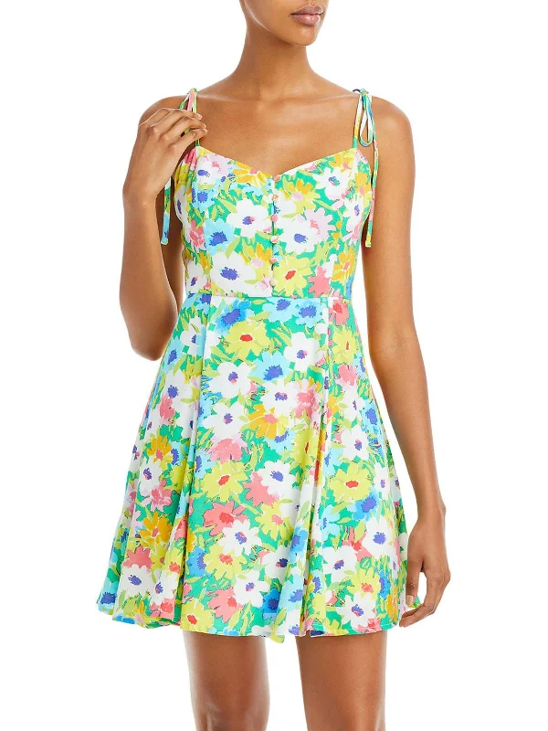 flowy dressRetro Womens Floral Print Mini Mini Dress