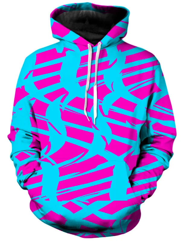 breathable hoodiePink and Blue Squiggly Rave Checkered Unisex Hoodie