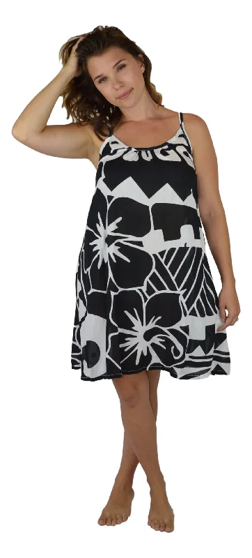 Deal Mania Aloha Royale - Bali Dress - Short - Hawaiian Hibiscus - Black