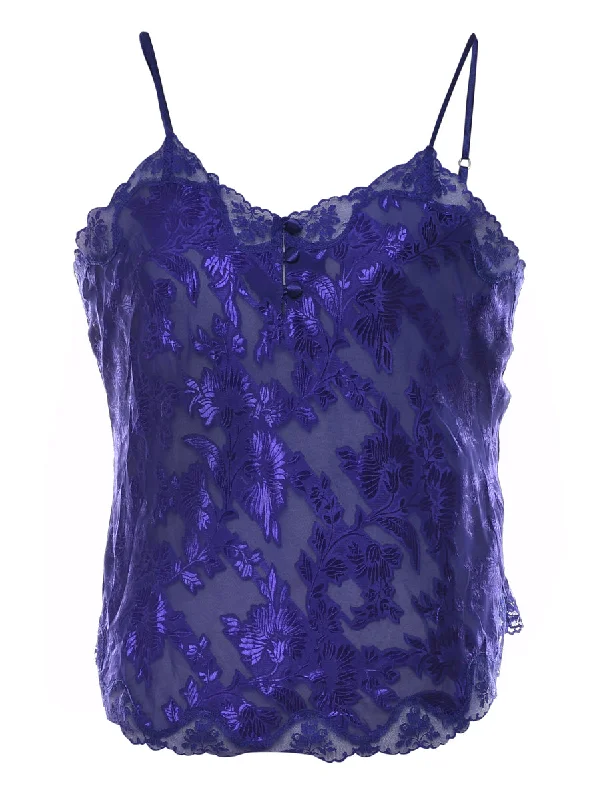 Instant Savings oversized coatNavy Floral Lace Strappy Camisole - S