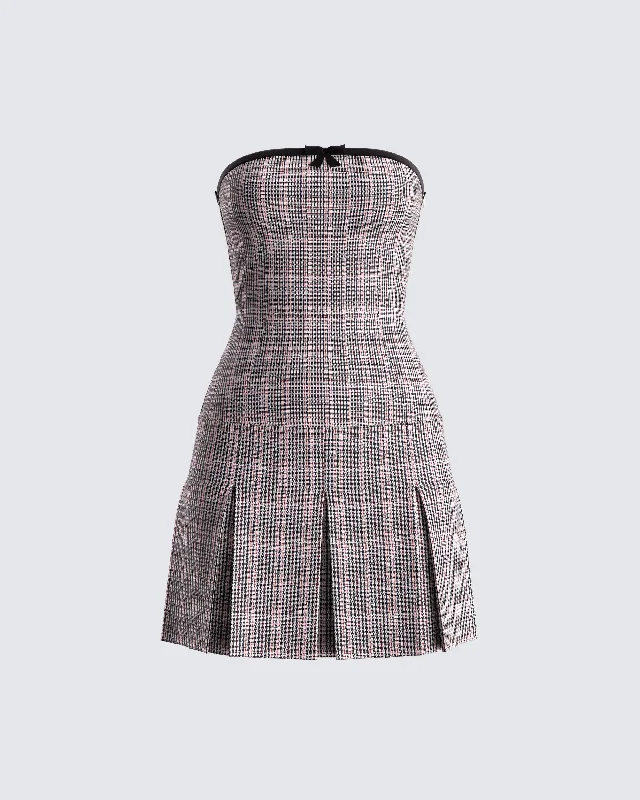 trendy mini dressMarge Houndstooth Pleat Mini Dress