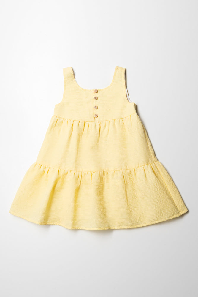 ashionable dressStrappy Tiered Dress With Buttons Yellow