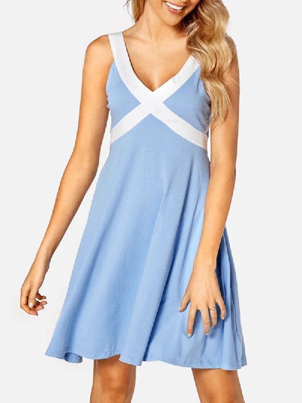 Exclusive Offers sleeveless dressV-Neck Sleeveless Color Stitching Casual Mini Dress