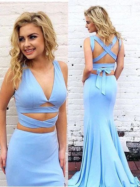 Incredible Offers Two Piece Prom Dresses V-neck Mermaid Simple Long Sexy Cheap Prom Dress JKL1075 Incredible Offers Two Piece Prom Dresses V-neck Mermaid Simple Long Sexy Cheap Prom Dress JKL1075
