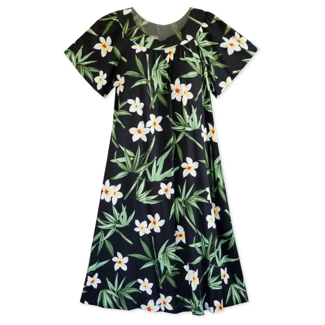 Deal of the Week Pipiwai Black Hawaiian Rayon Tea Muumuu Dress