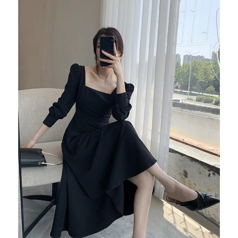 Anniversary Sale statement dressVintage Hepburn Style Puff Sleeve Waist Slimming Dress for Women