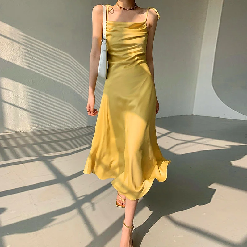 Daily Deals sleek midi dressMirabella Satin Party Dress
