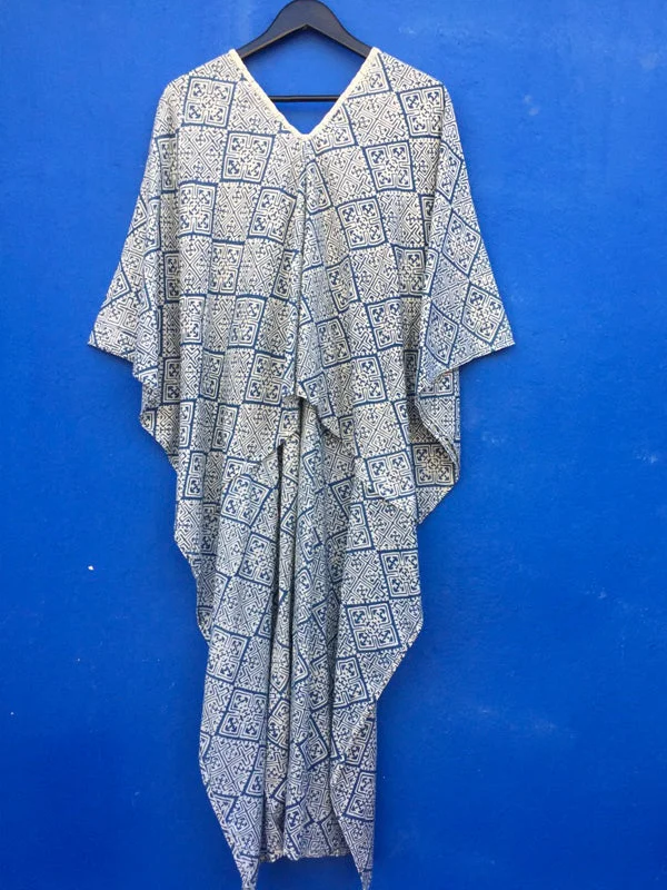 Online Only Indigo Print Kaftan Dress