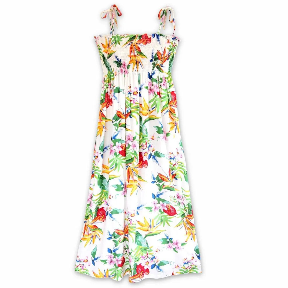 Buy More, Save More Jungle White Maxi Hawaiian Dress