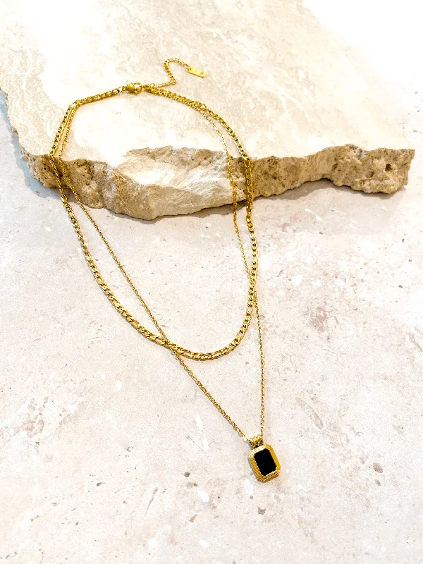 Customer Appreciation Sale floral midi dressBlack Charm Layered Gold Plated Necklace