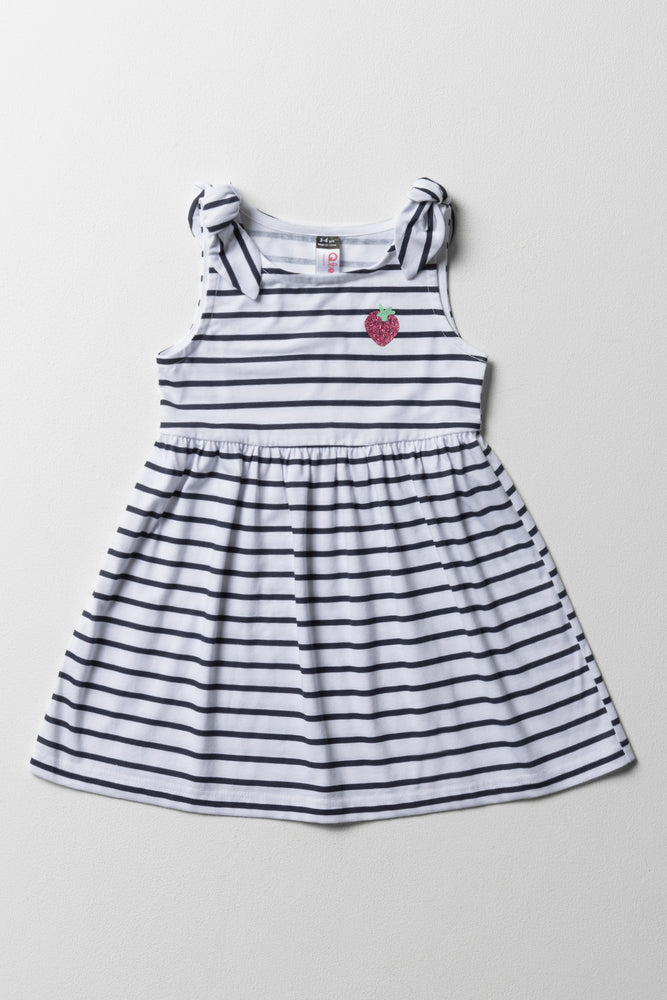 textured dressStripe Knit Dress With Bows Navy And White