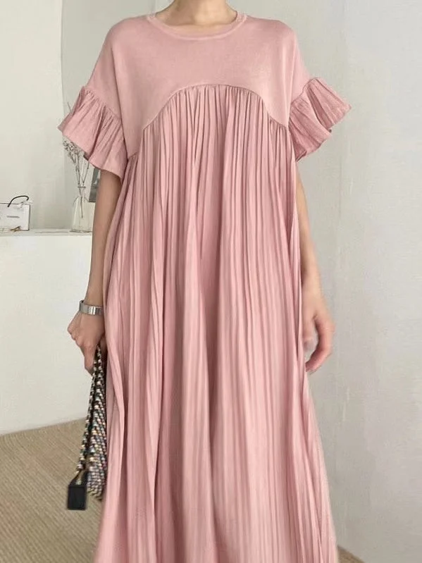 vintage-inspired dressVibeMartini-French Casual Split-joint Pleated Dress