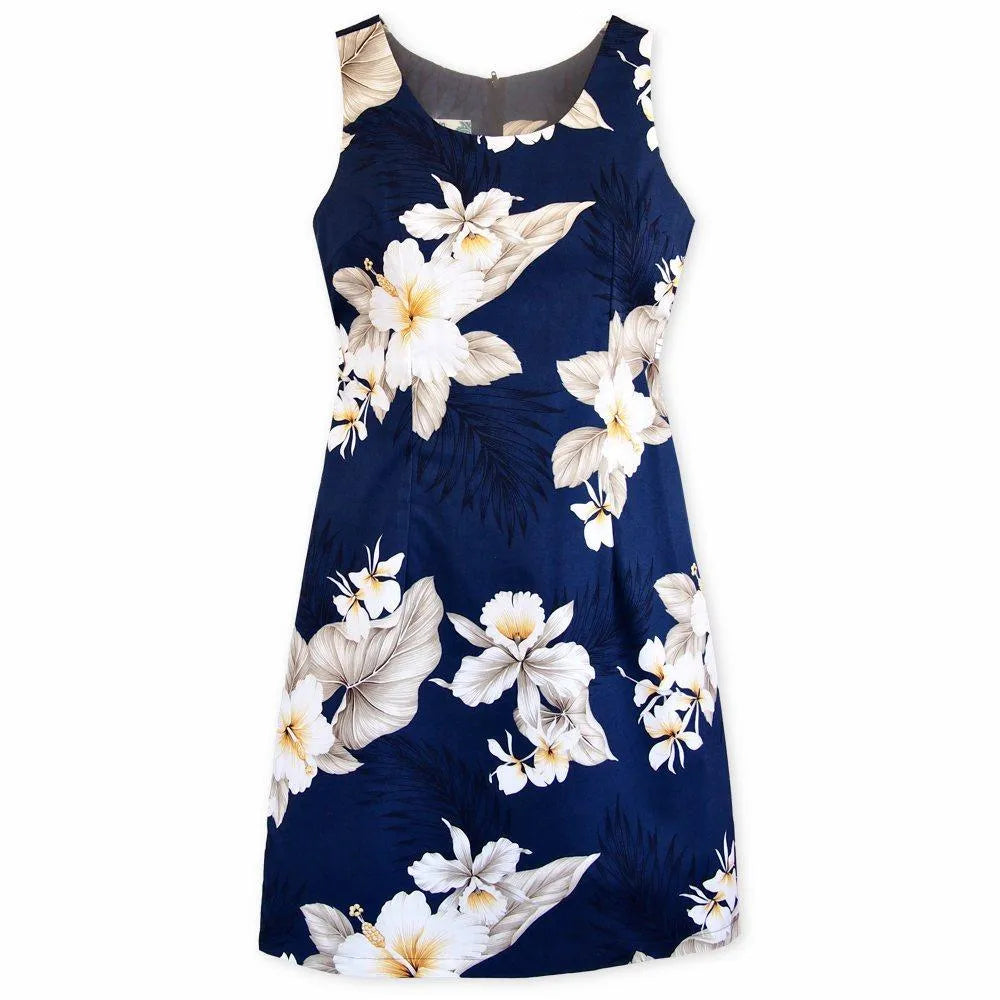 Price Blitz Hibiscus Joy Navy Short Hawaiian Tank Dress