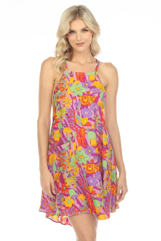 Huge Discounts Mushroom Love Print Swing Mini Dress
