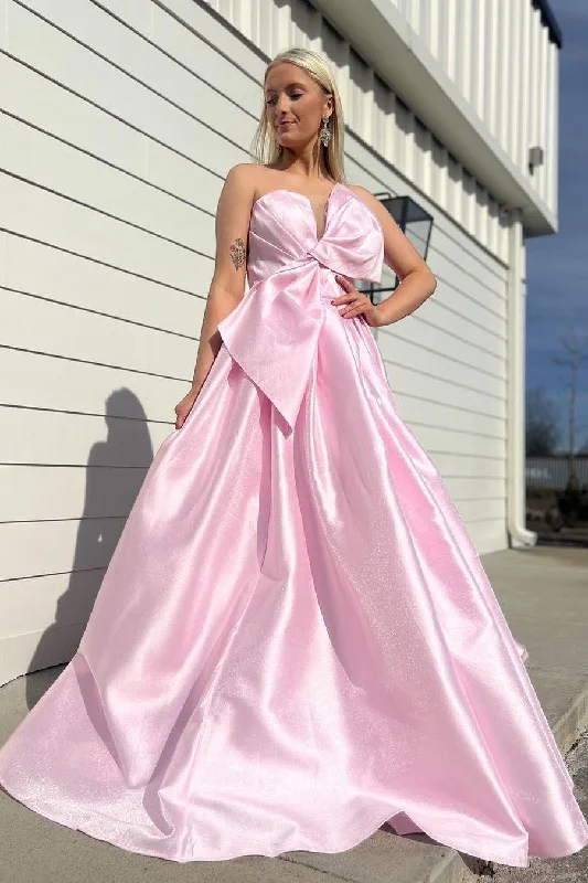 Buy More, Save More structured dressStrapless Pink Satin A-line Long Formal Dress