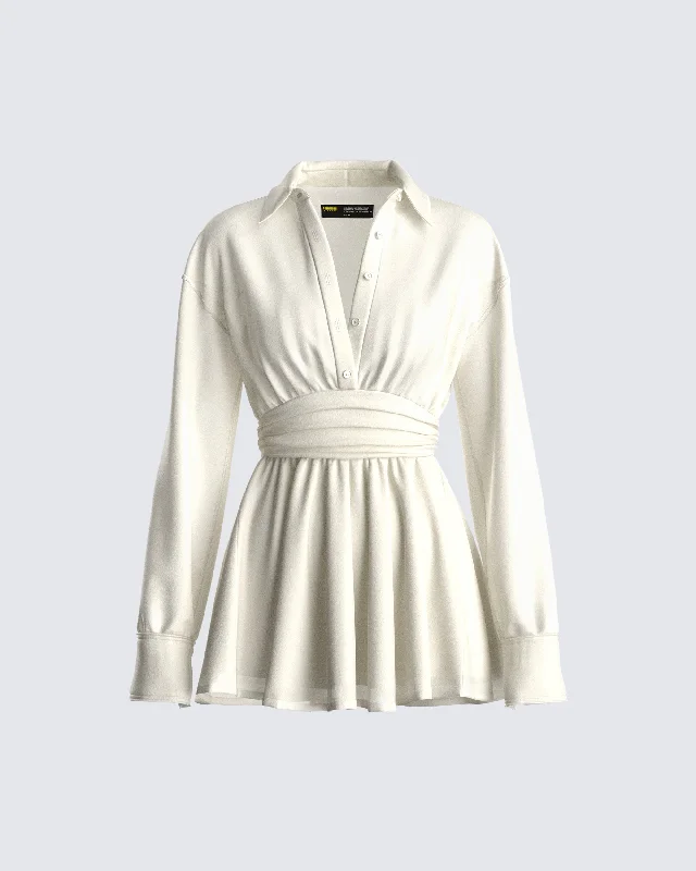 vintage-inspired dressAmara Ivory Mini Shirt Dress