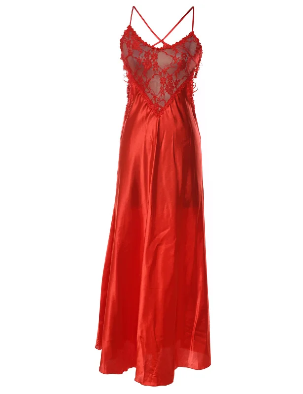 Special Offer cozy winter coatRed Silky Criss-Cross Back Lace Nightdress - S