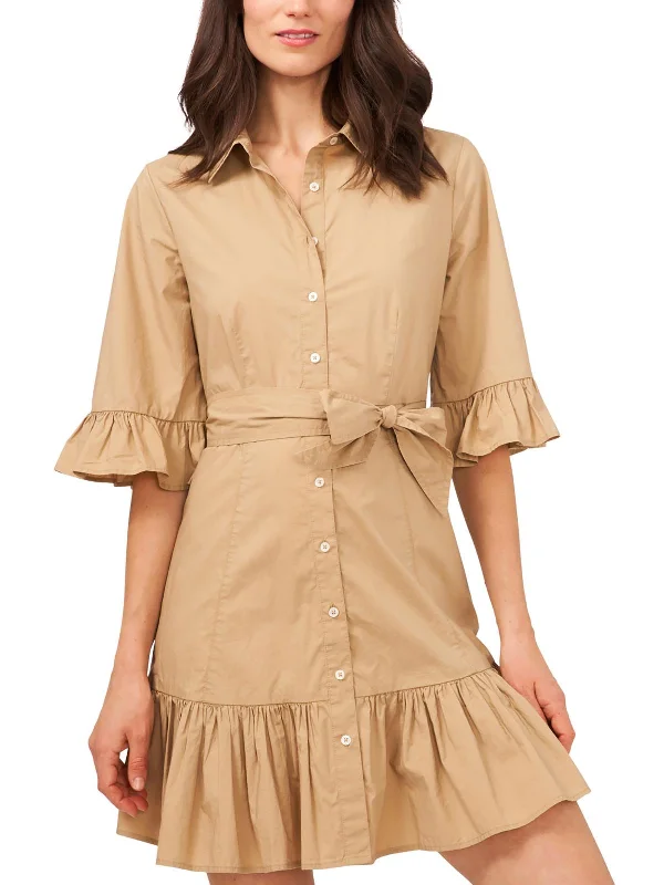 stylish dressWomens Tie-Waist Mini Shirtdress