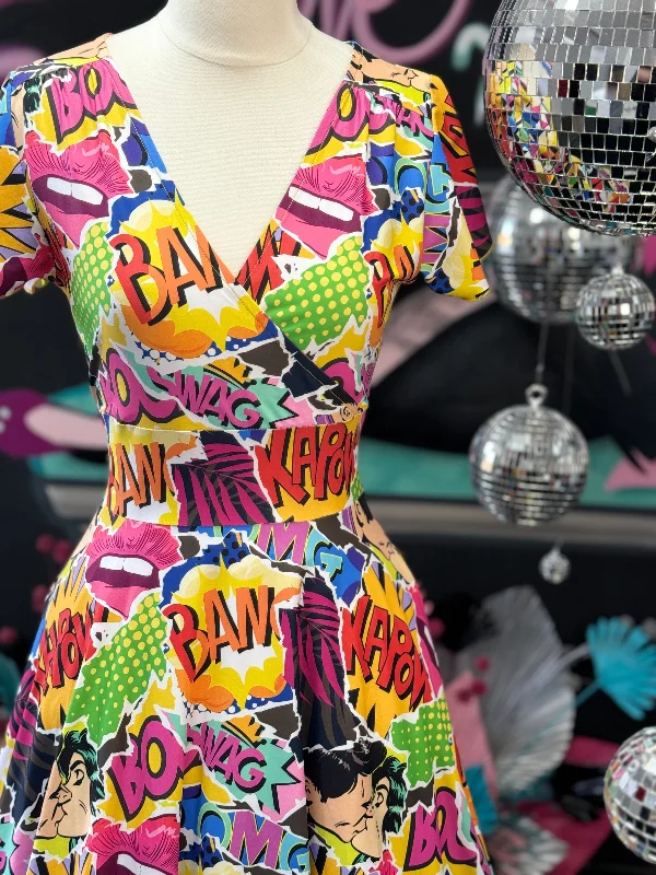 Time-Limited Offer flowy maxi dressMimi Swing Dress in Comic Print