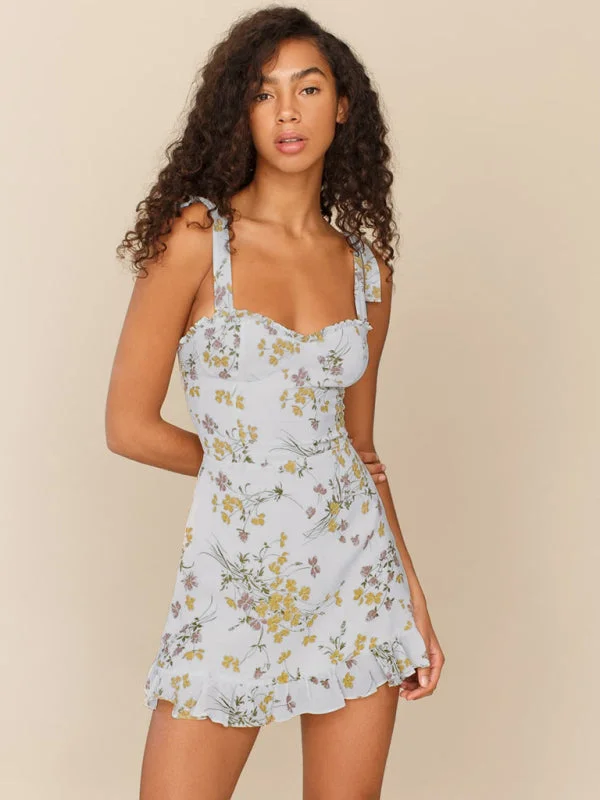 Sale Event sleek dressKayla Fresh Floral print slim-fit Short Tie Dress
