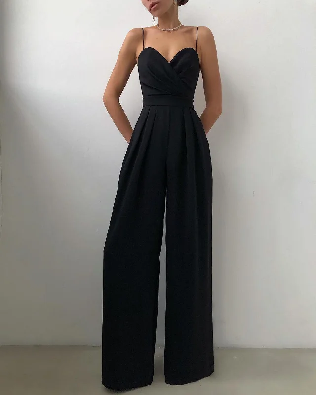Crazy Deals chic dressMinimalist Straight Waist Jumpsuit with Mopping Detail