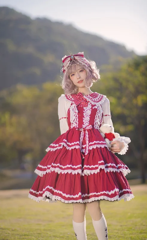 off-shoulder dressInfanta~Three-Tiered Lolita Cake Dress Autumn Lolita JSK