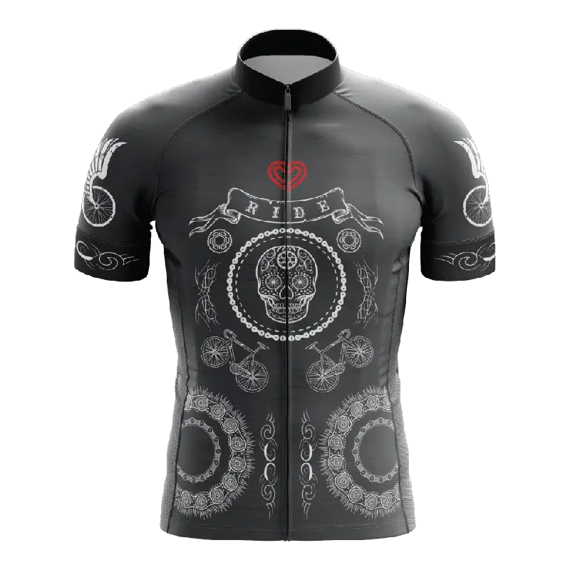 cool activewear hoodieSkull & Gears Slate Grey Short Sleeve Cycling Jersey