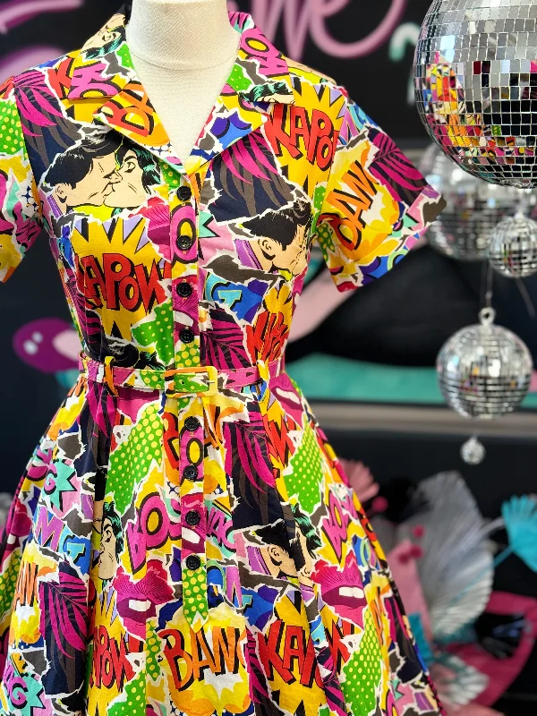Stock Clearance shift dressPeggy Swing Dress in Comic Print