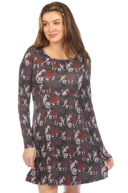 Time-Limited Offer Elephant Print Skater Dress