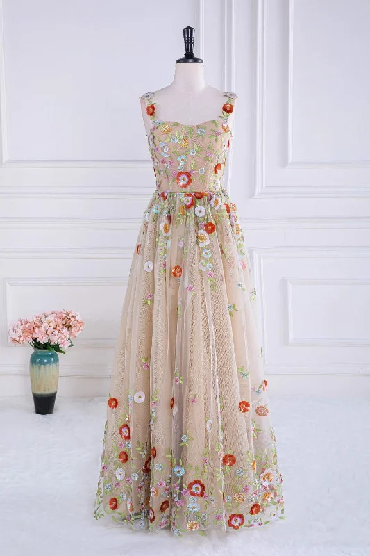 Super Deal velvet dressDusty Pink Sequined Floral Appliques A-line Long Prom Dress