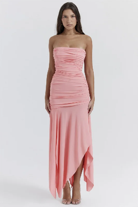 fitted cocktail dressSusanna Pink Sexy Maxi Dress