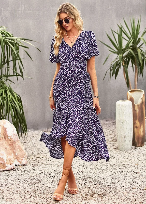 Bargain Prices classic fit-and-flare dressJoanna Floral Print A-line Split Summer Midi Dress