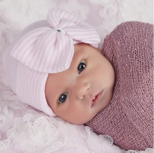 Blowout Deals winter dressIlyBean Pink Stripe Bow and Gem Hat