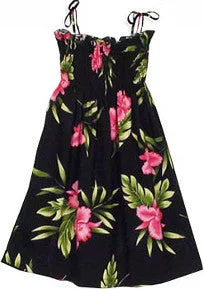 Doorbuster Deal 109R - Girls Elastic Tube Top Dress Orchid Fern Black