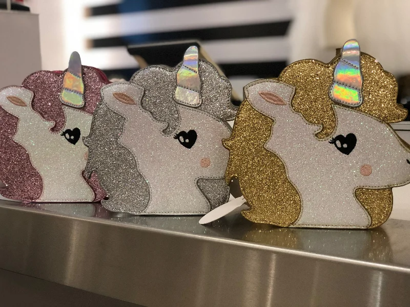 Limited Availability printed dressGlitter Unicorn Face Handbag