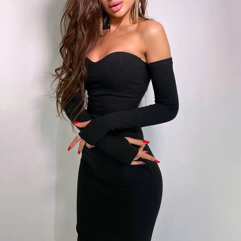 Anniversary Sale denim dressAimee Strapless Knitted Midi Dress