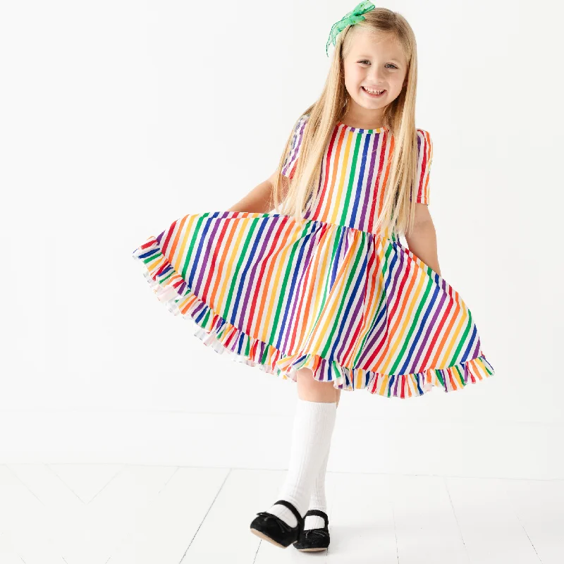 high-waisted dressRainbow Stripe Twirl Dress