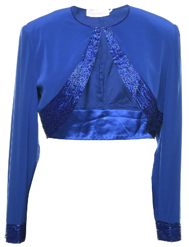 high-fashion coatBlue Cropped Evening Jacket - M