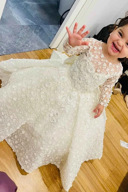 Can't Be Beat stylish dressWhite 3D Flowers A-Line Girl Ball Gown