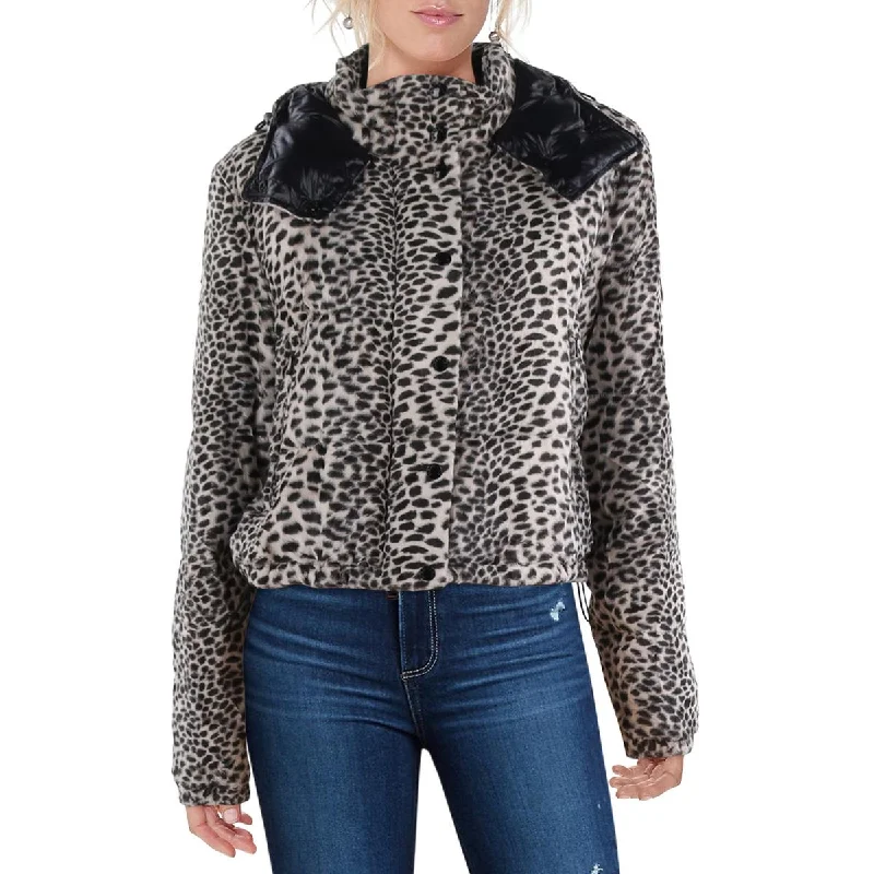 Price Cut trendy jacketAvoine Womens Faux Fur Animal Print Puffer Jacket